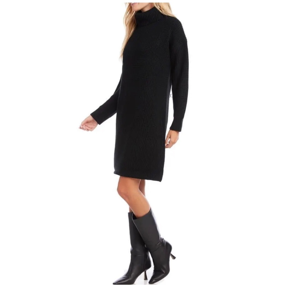 Karen Kane black turtle neck sweater dress